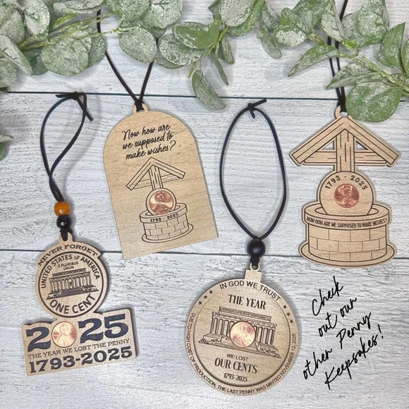 Never Forget USA One Cent Penny 2025 Year Lost Ornament Keepsake Wood‎ Handmade - Picture 8 of 8